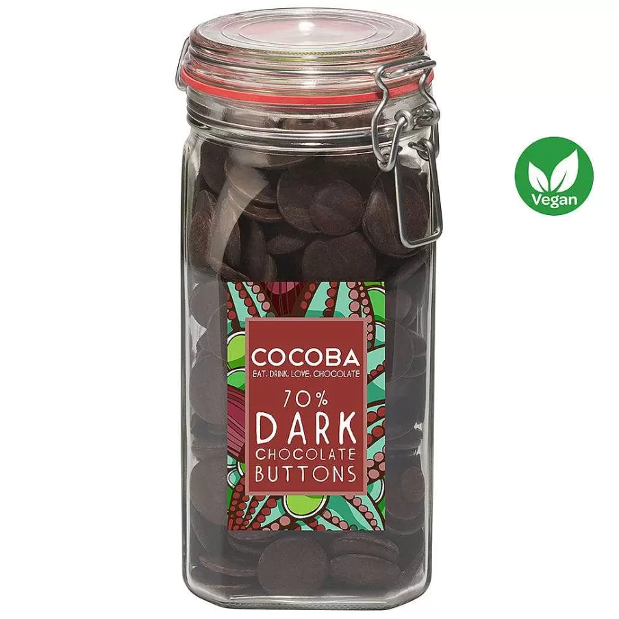 Outlet 70% Dark Chocolate Buttons Jar Toppings