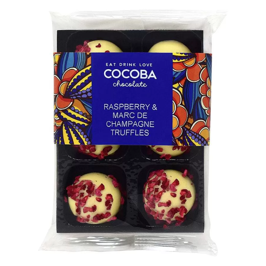 Shop Raspberry And Marc De Champagne Truffles (6 Truffles) Chocolate Truffle Trays