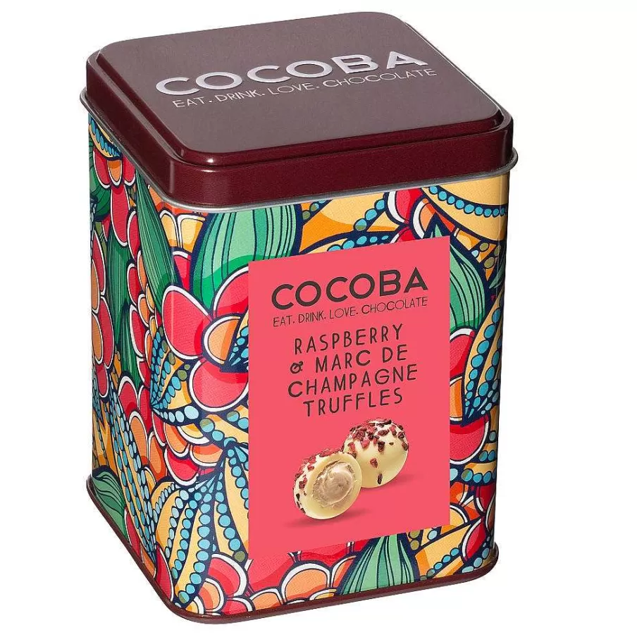 Sale Raspberry And Marc De Champagne Truffles Gift Tin Toppings