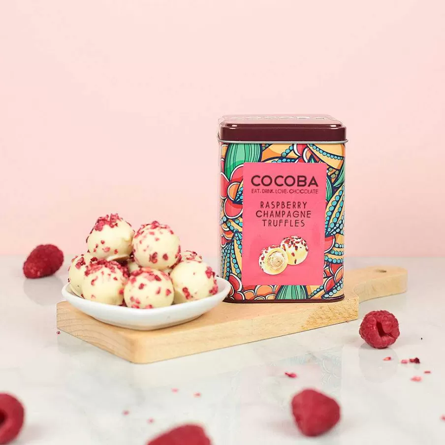 Sale Raspberry And Marc De Champagne Truffles Gift Tin Toppings