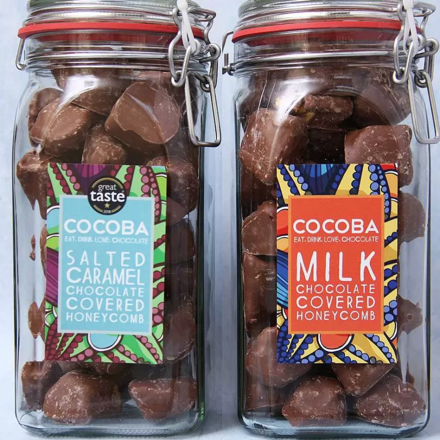 Clearance Salted Caramel Milk Chocolate Covered Honeycomb Jar Chocolate Honeycomb Jars